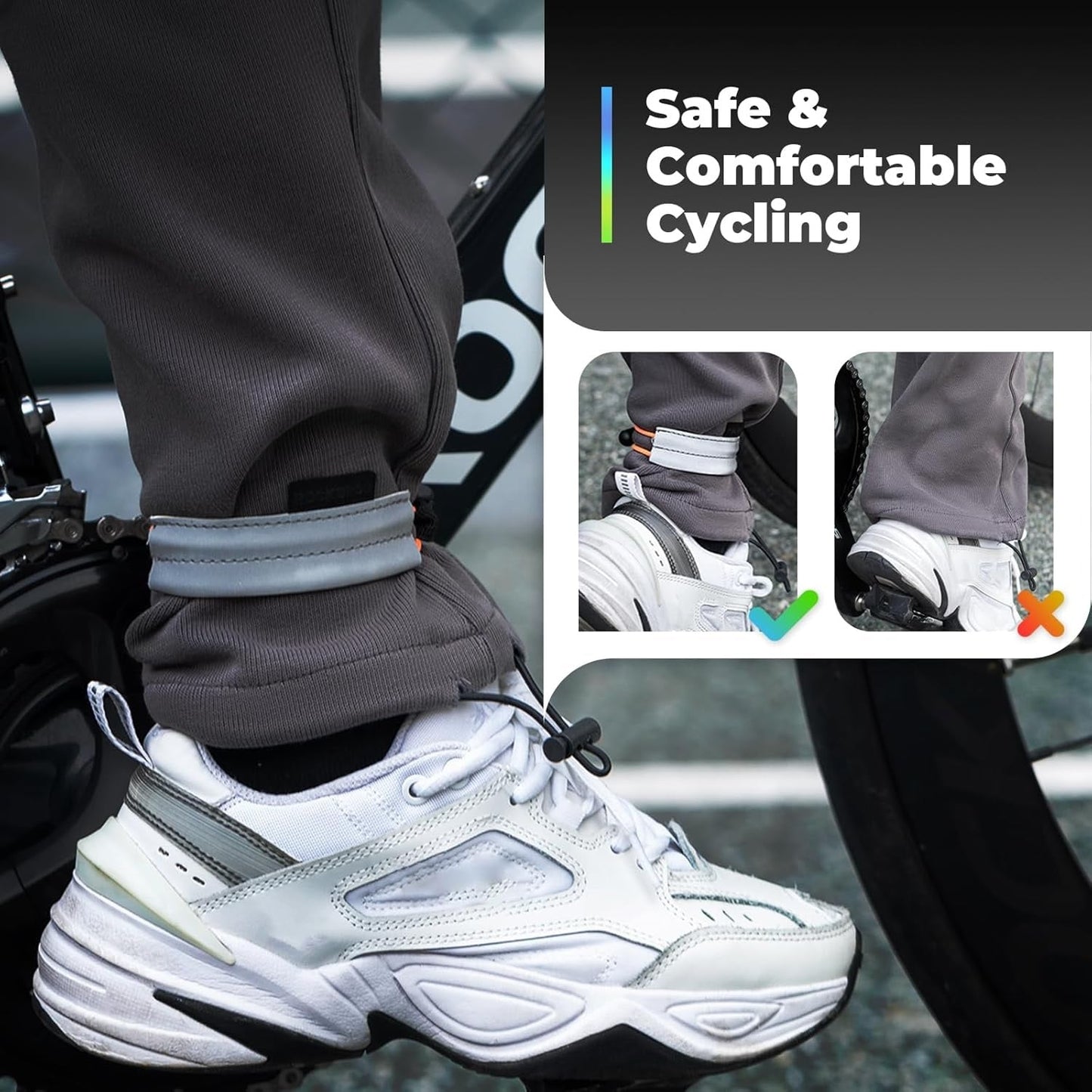 ROCKBROS Banda reflectorizanta Clip elastic pentru pantaloni Protector pentru pantaloni de bicicleta Banda reflectorizanta pentru pantaloni pentru jogging in aer liber Ciclism alergare 1 pereche