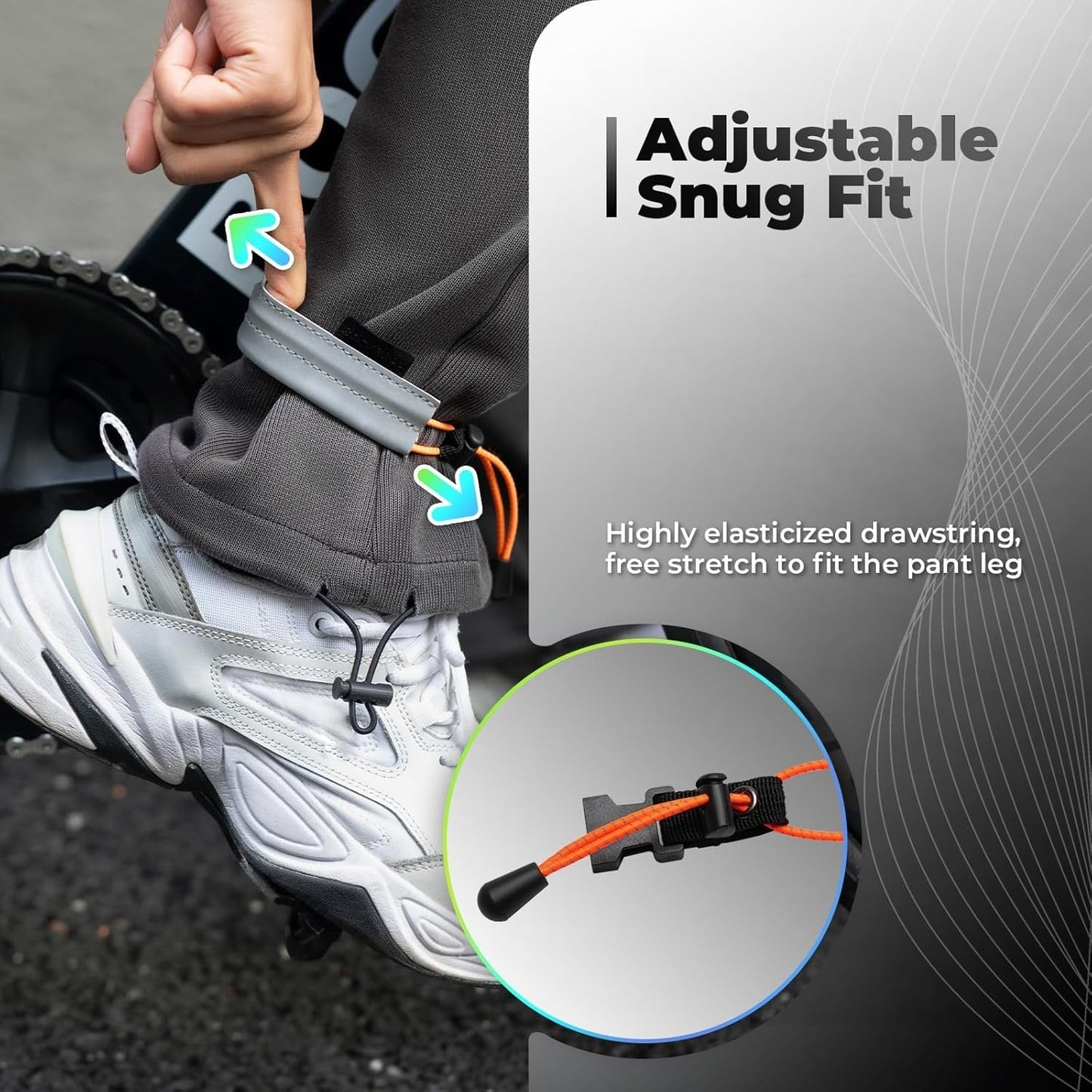 ROCKBROS Banda reflectorizanta Clip elastic pentru pantaloni Protector pentru pantaloni de bicicleta Banda reflectorizanta pentru pantaloni pentru jogging in aer liber Ciclism alergare 1 pereche