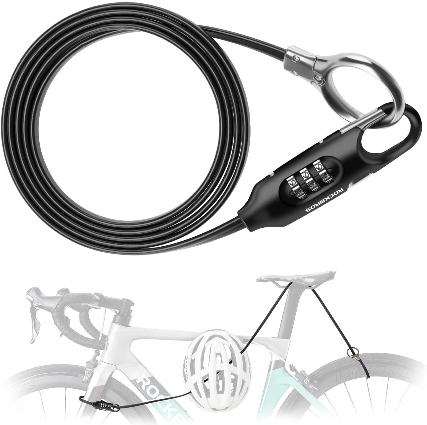 ROCKBROS blocare biciclete cablu blocare 150cm cu cod numeric antifurt pentru biciclete scooter carucior bebelusi rosu/negru