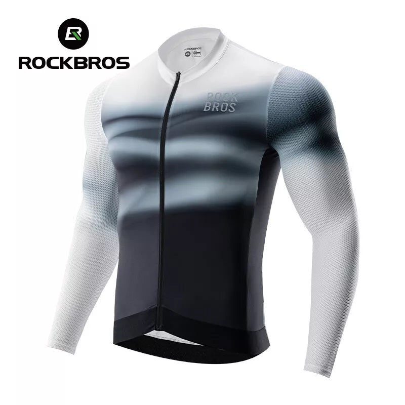 Tricou de ciclism pentru bărbați ROCKBROS, tricou de ciclism cu mânecă lungă, tricou de bicicletă pentru ciclism, ciclism, MTB, bicicletă de drum, îmbrăcăminte pentru ciclism, respirabil, cu uscare rapidă