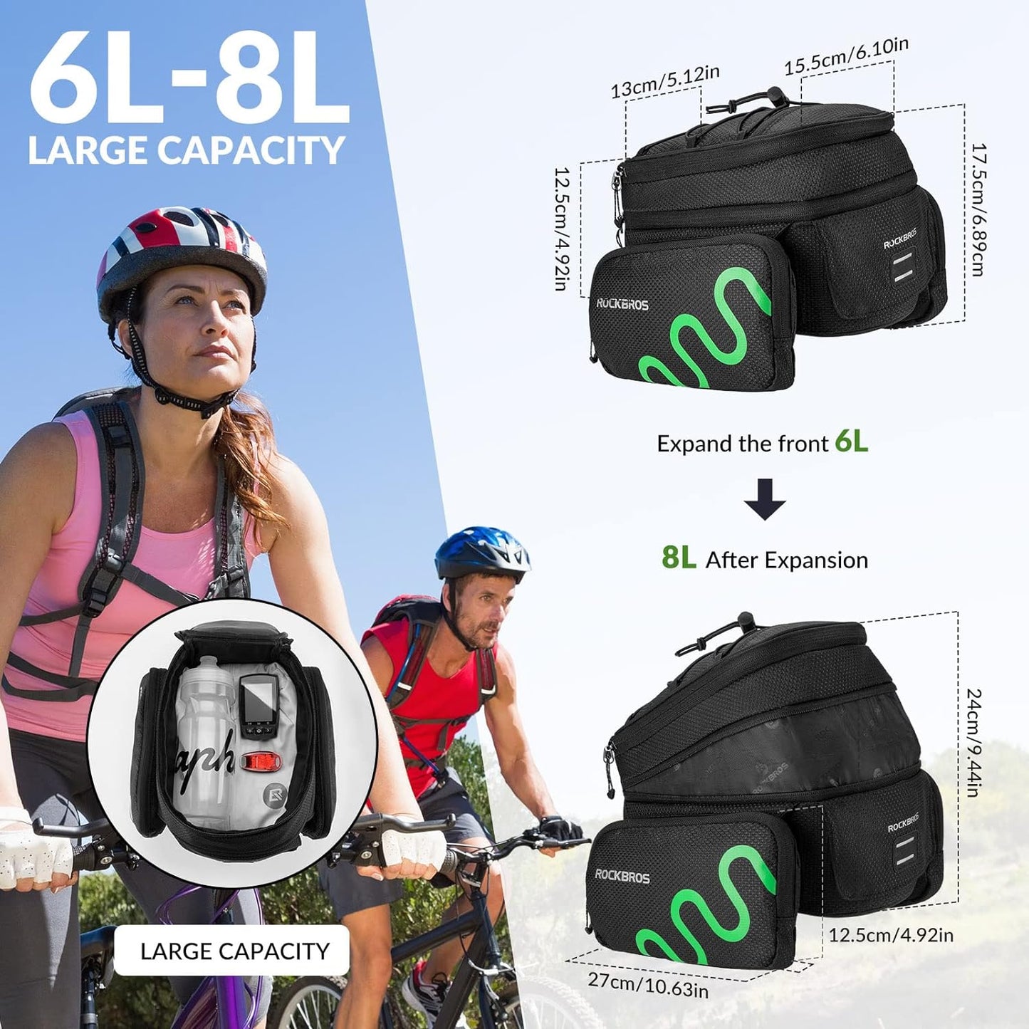 ROCKBROS geantă geantă şa bicicletă cu eliberare rapidă extensibilă 6/8L
