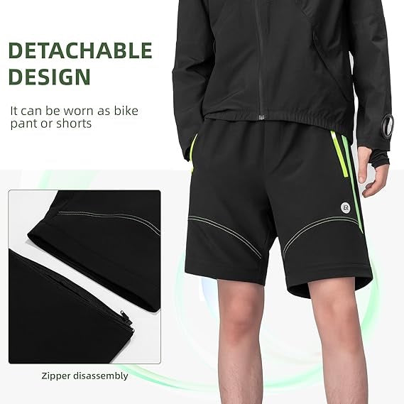 Pantaloni de ciclism ROCKBROS, pantaloni sport cu două straturi, detașabili, pantaloni lungi de ciclism cu căptușeală pentru scaun, pantaloni căptușiți pentru bicicletă, bicicletă de drum MTB respirabilă pentru bărbați