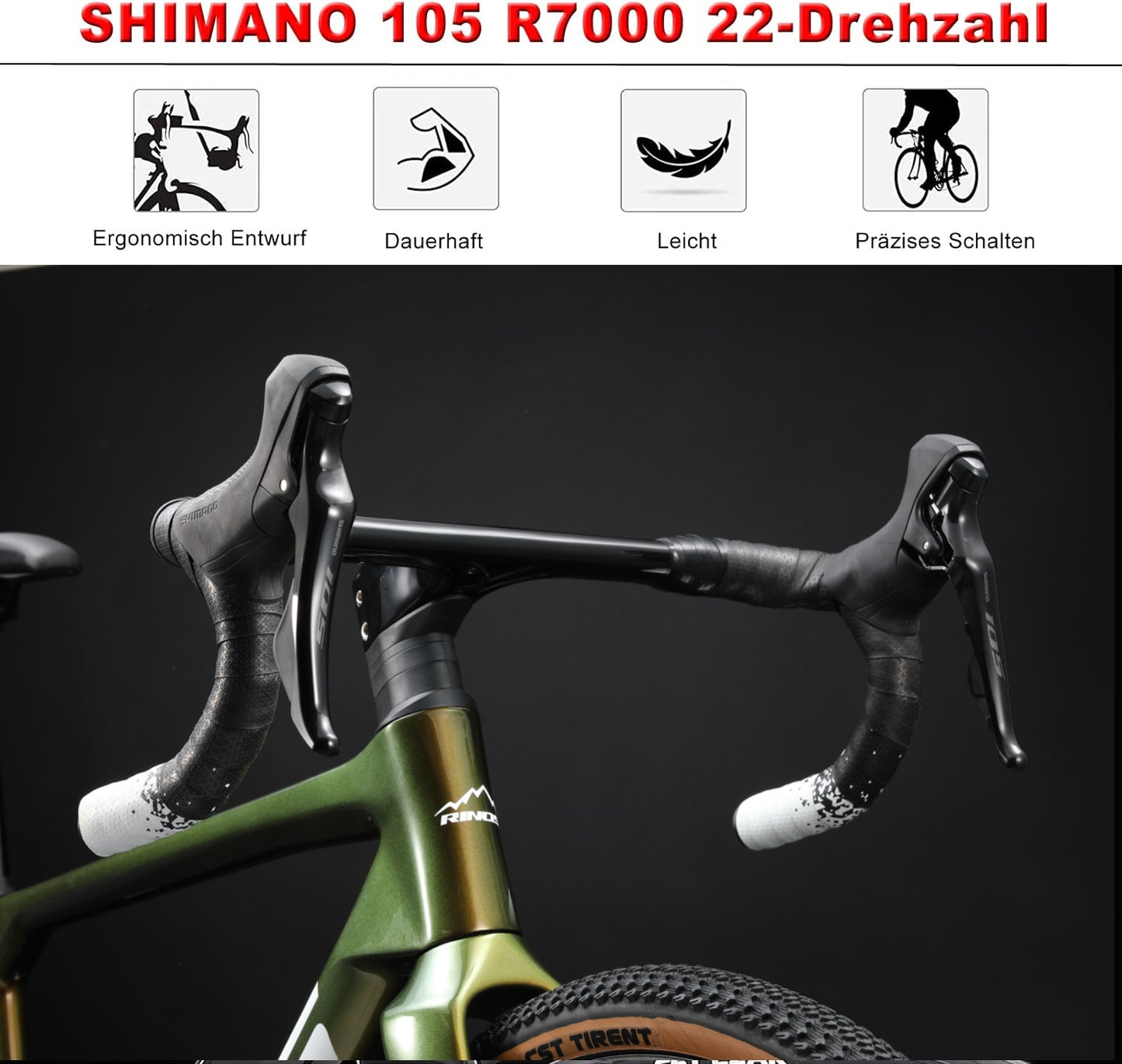 RINOS Bicicleta Gravel Carbon Sandman3.0 Shimano R7000