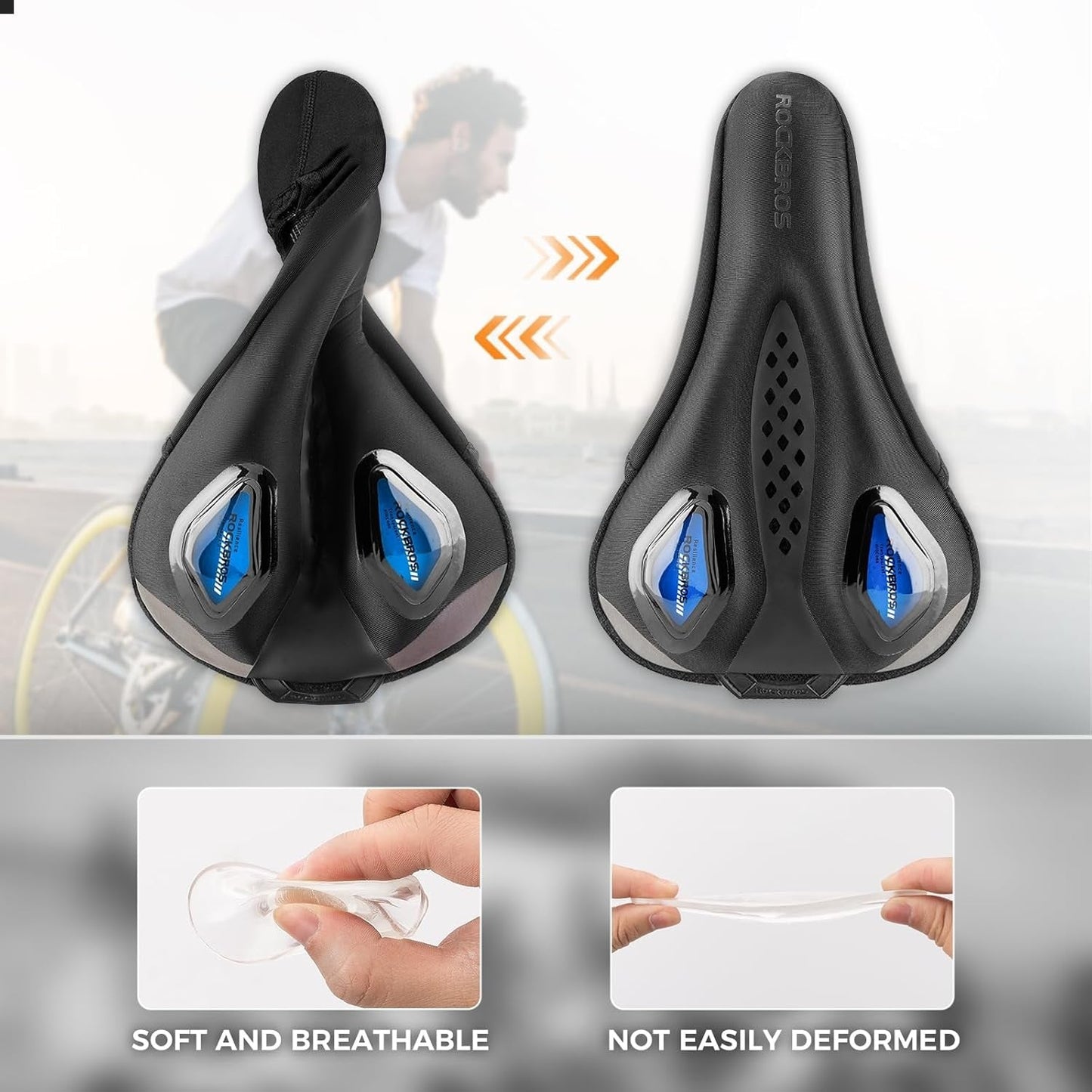 ROCKBROS husă pentru șa de bicicletă husă gel pentru scaunul de bicicletă cu huse pentru șa impermeabile protecție pentru șa husă pentru șa bicicletă de drum pentru bicicletă de munte huse pentru șa pentru bărbați și femei