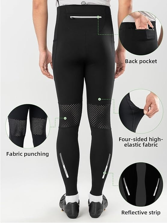 Pantaloni lungi de ciclism ROCKBROS pentru bărbați și femei, pantaloni de ciclism pentru patru sezoane cu căptușeală 4D, pantaloni lungi de ciclism cu buzunare, pantaloni de alergare, MTB respirabil
