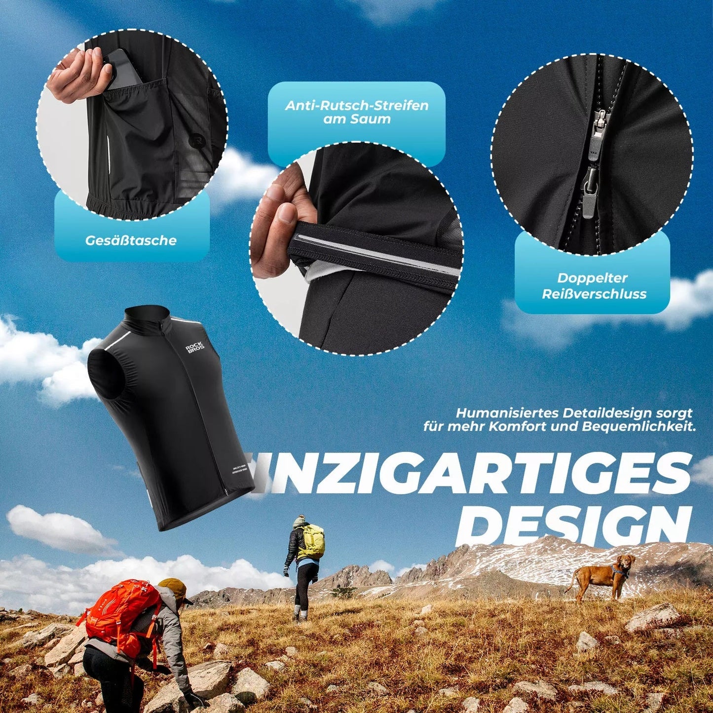 ROCKBROS vestă de vânt vestă de sport pentru ciclism vestă de avertizare rezistentă la vânt jachetă de bicicletă fără mâneci vestă softshell impermeabilă