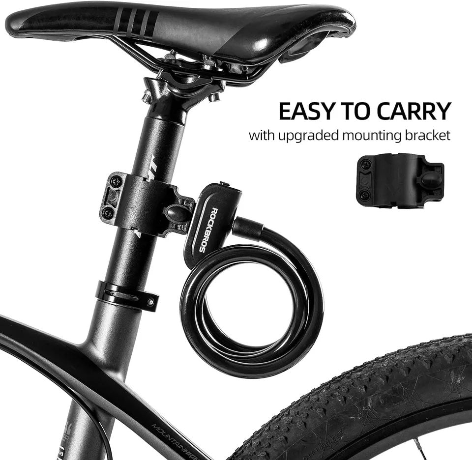 ROCKBROS broasca biciclete incuietoare cablu biciclete cu suport de montare 2 chei