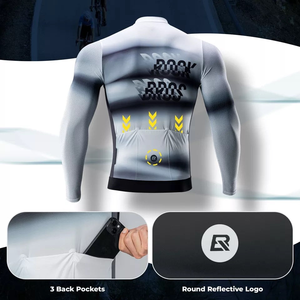 Tricou de ciclism pentru bărbați ROCKBROS, tricou de ciclism cu mânecă lungă, tricou de bicicletă pentru ciclism, ciclism, MTB, bicicletă de drum, îmbrăcăminte pentru ciclism, respirabil, cu uscare rapidă