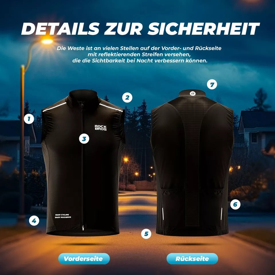 ROCKBROS vestă de vânt vestă de sport pentru ciclism vestă de avertizare rezistentă la vânt jachetă de bicicletă fără mâneci vestă softshell impermeabilă