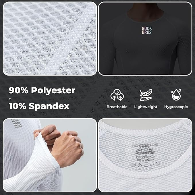 Cămașă cu mânecă lungă ROCKBROS tricou de ciclism pentru bărbați, cămașă funcțională cu uscare rapidă, îmbrăcăminte pentru ciclism, cămașă fitness pentru ciclism, alergare, tenis, drumeții, bărbați
