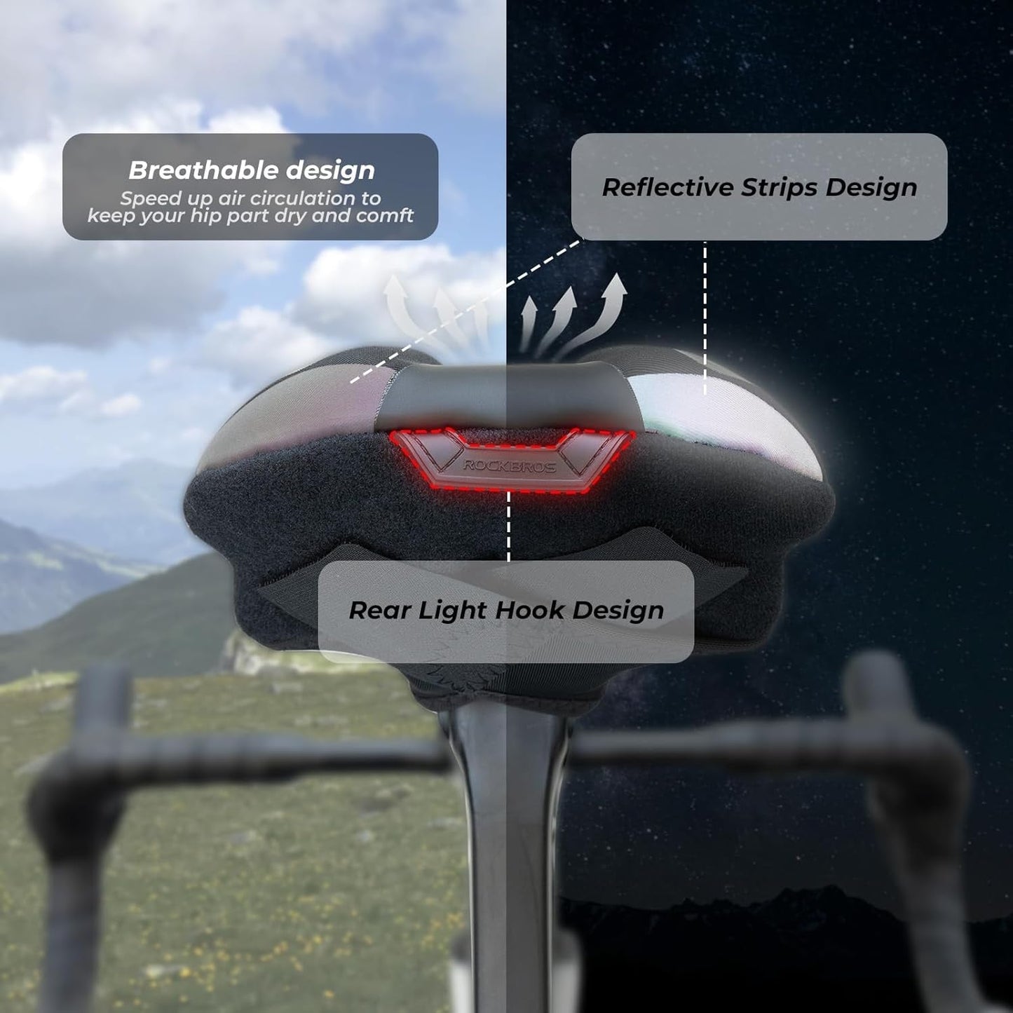 ROCKBROS husă pentru șa de bicicletă husă gel pentru scaunul de bicicletă cu huse pentru șa impermeabile protecție pentru șa husă pentru șa bicicletă de drum pentru bicicletă de munte huse pentru șa pentru bărbați și femei