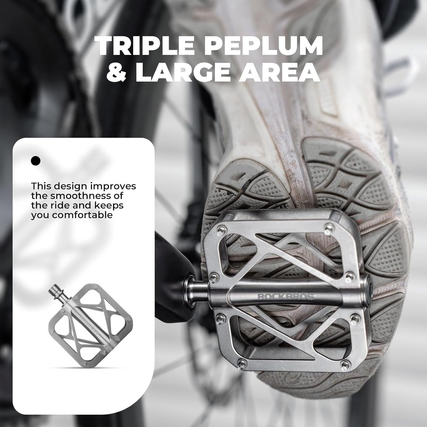 ROCKBROS pedale de bicicleta mountain bike din aliaj de titan 3 rulmenti pedale MTB platforma pentru MTB 250g light