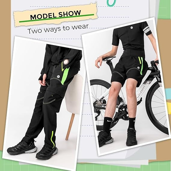 Pantaloni de ciclism ROCKBROS, pantaloni sport cu două straturi, detașabili, pantaloni lungi de ciclism cu căptușeală pentru scaun, pantaloni căptușiți pentru bicicletă, bicicletă de drum MTB respirabilă pentru bărbați