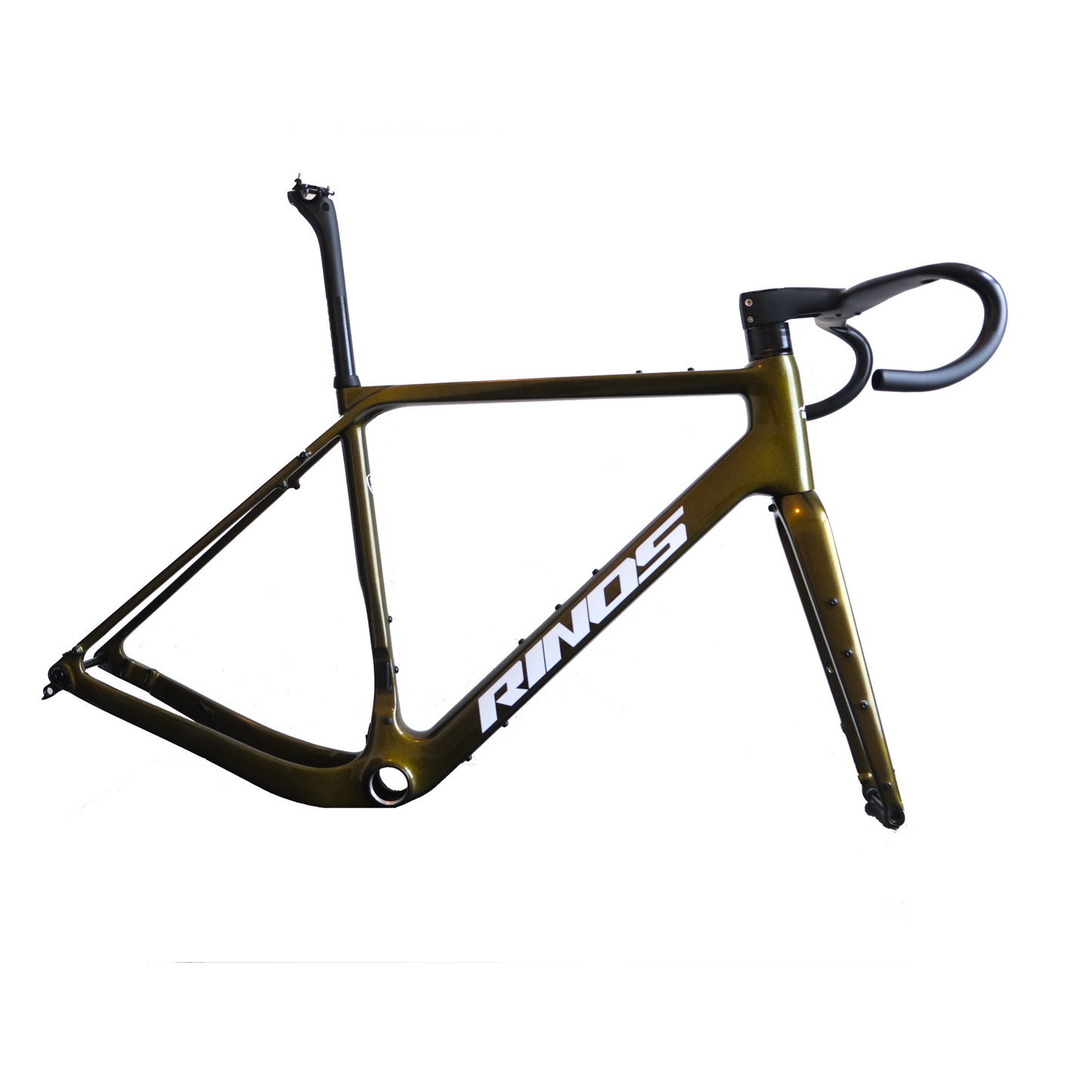 Set cadru pietris RINOS cu tija furca ghidon fibra de carbon T800 culoare cameleon