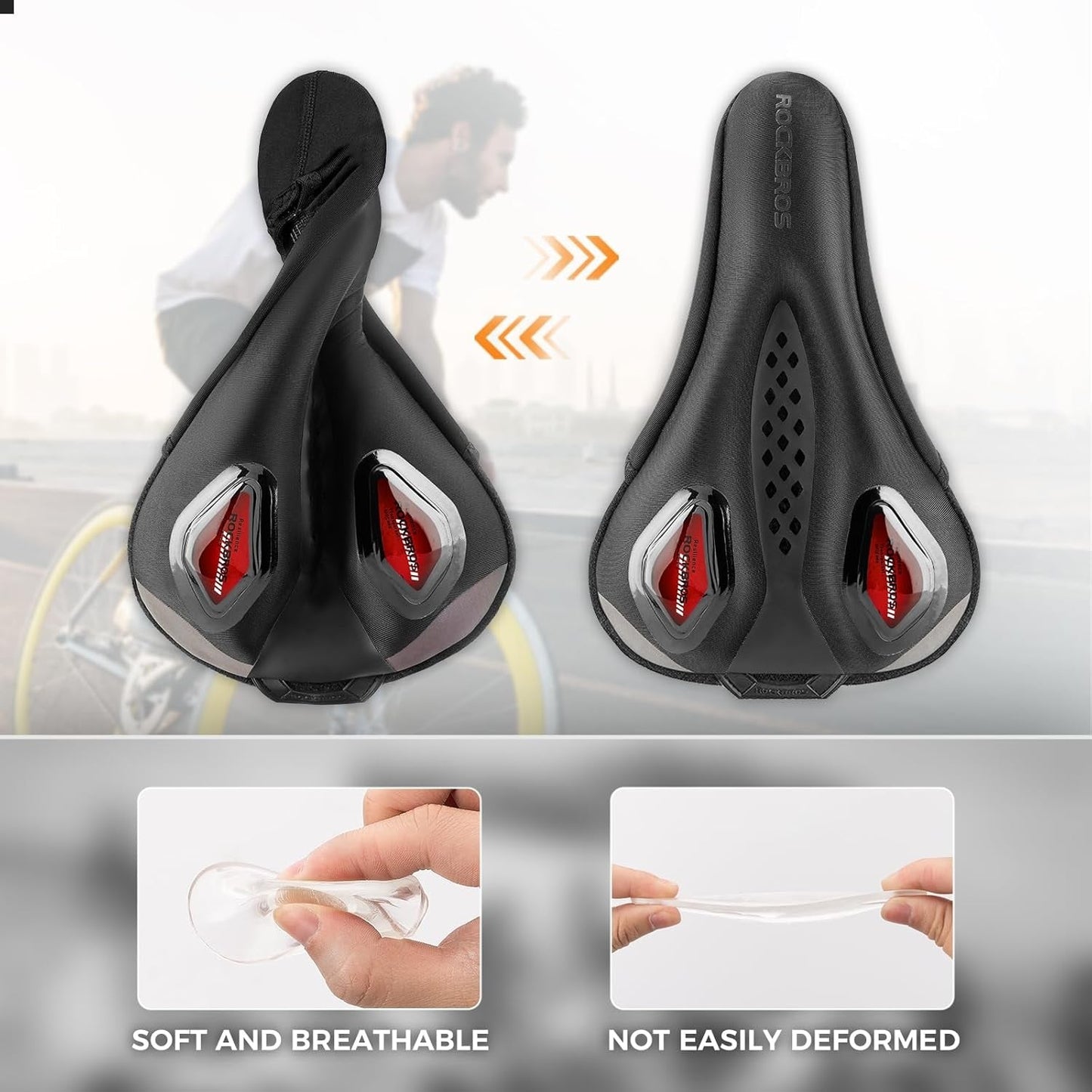 ROCKBROS husă pentru șa de bicicletă husă gel pentru scaunul de bicicletă cu huse pentru șa impermeabile protecție pentru șa husă pentru șa bicicletă de drum pentru bicicletă de munte huse pentru șa pentru bărbați și femei