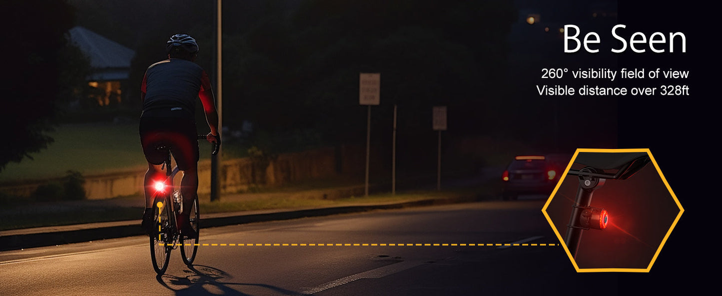 TOWILD TL03 Lumină spate bicicletă Frână Sensare automată Lampă spate bicicletă Reîncărcabilă USB Lumină spate IPX7 Impermeabil 3 moduri de siguranță Ultra strălucitoare pentru călătorie în siguranță pe timp de noapte