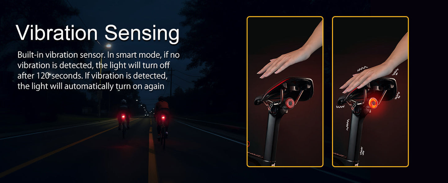 TOWILD TL03 Lumină spate bicicletă Frână Sensare automată Lampă spate bicicletă Reîncărcabilă USB Lumină spate IPX7 Impermeabil 3 moduri de siguranță Ultra strălucitoare pentru călătorie în siguranță pe timp de noapte