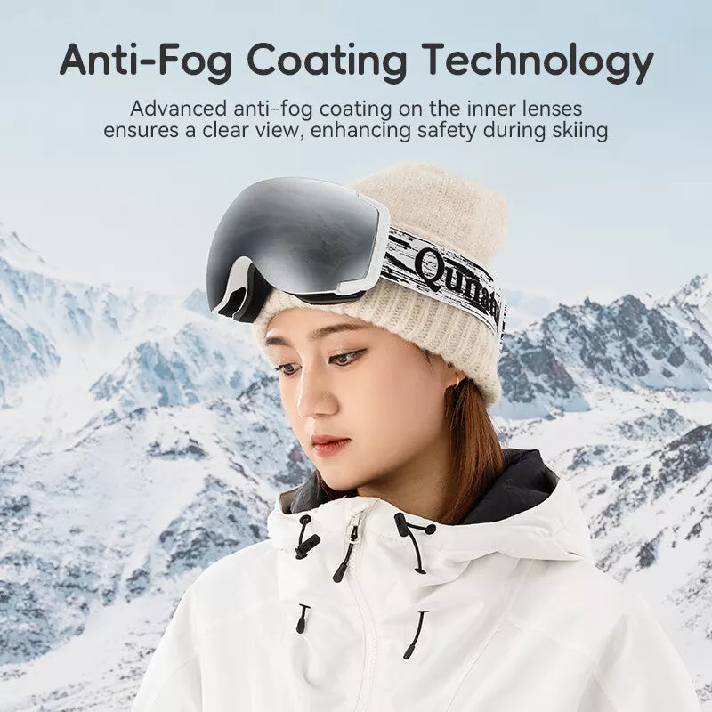 Ochelari de schi Qunature, ochelari de snowboard, anti-aburi UV400 femei/bărbați pentru purtători de ochelari