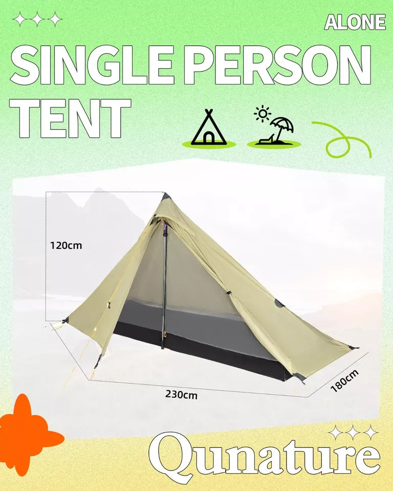 Cort de trekking Qunature Cort pentru 1 persoană Cort de camping ultraușor rezistent la apă 230*180cm