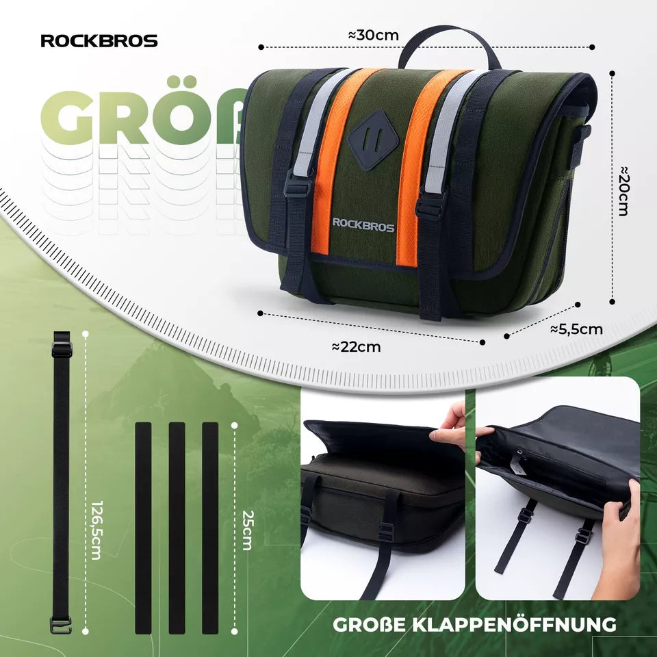 Geanta pentru ghidon ROCKBROS 2.5L-4L Geanta fata pentru biciclete Geanta cruce cu curea de umar verde