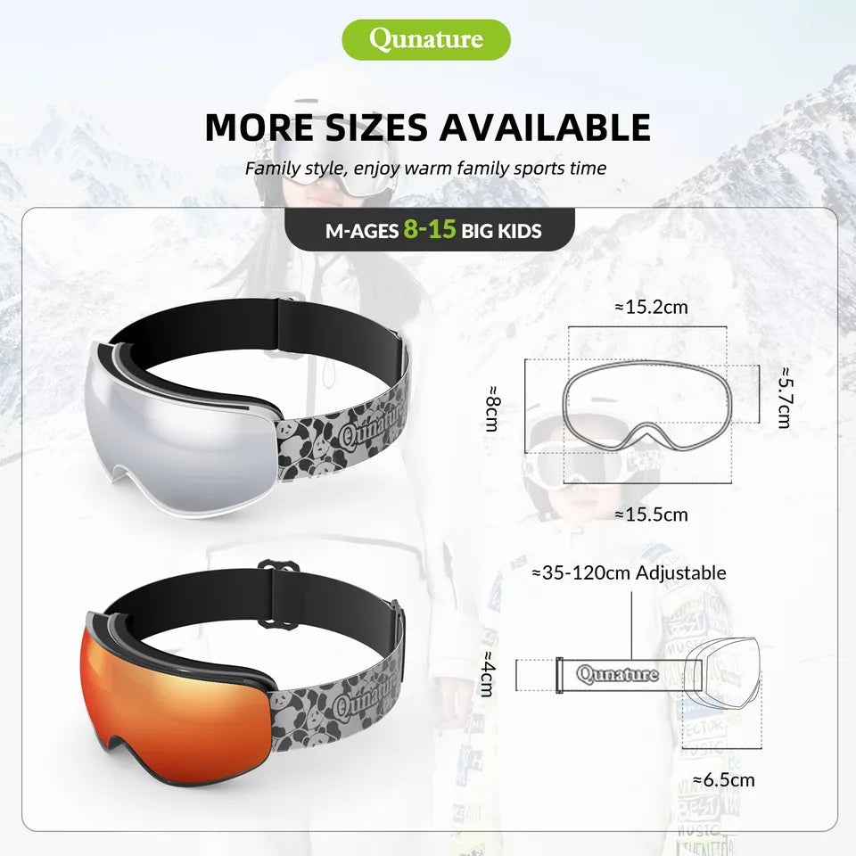 Ochelari de schi Qunature, ochelari de snowboard pentru copii si adulti care poarta ochelari, anti-aburire