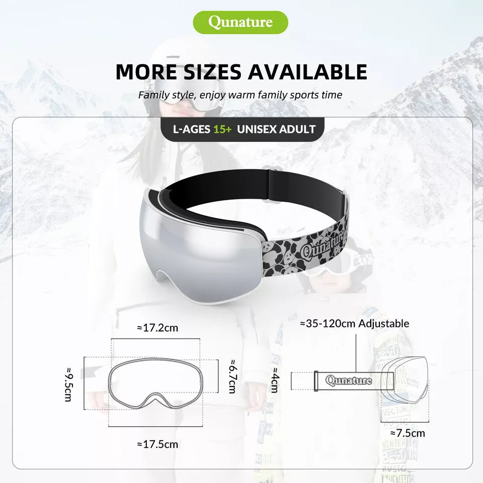 Ochelari de schi Qunature, ochelari de snowboard pentru copii si adulti care poarta ochelari, anti-aburire