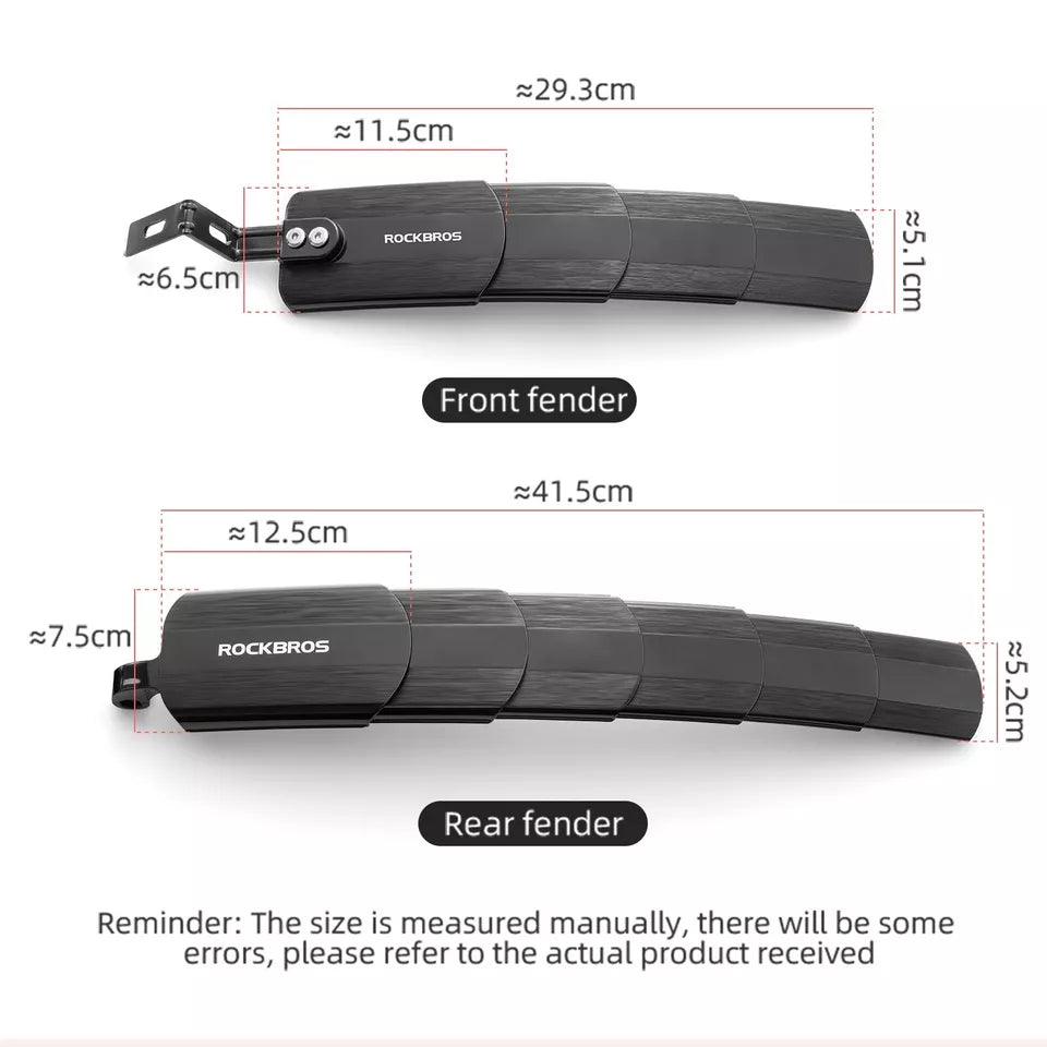 Set apărători de noroi pentru bicicletă ROCKBROS față + spate pentru 24-29 inch, retractabil și reglabil