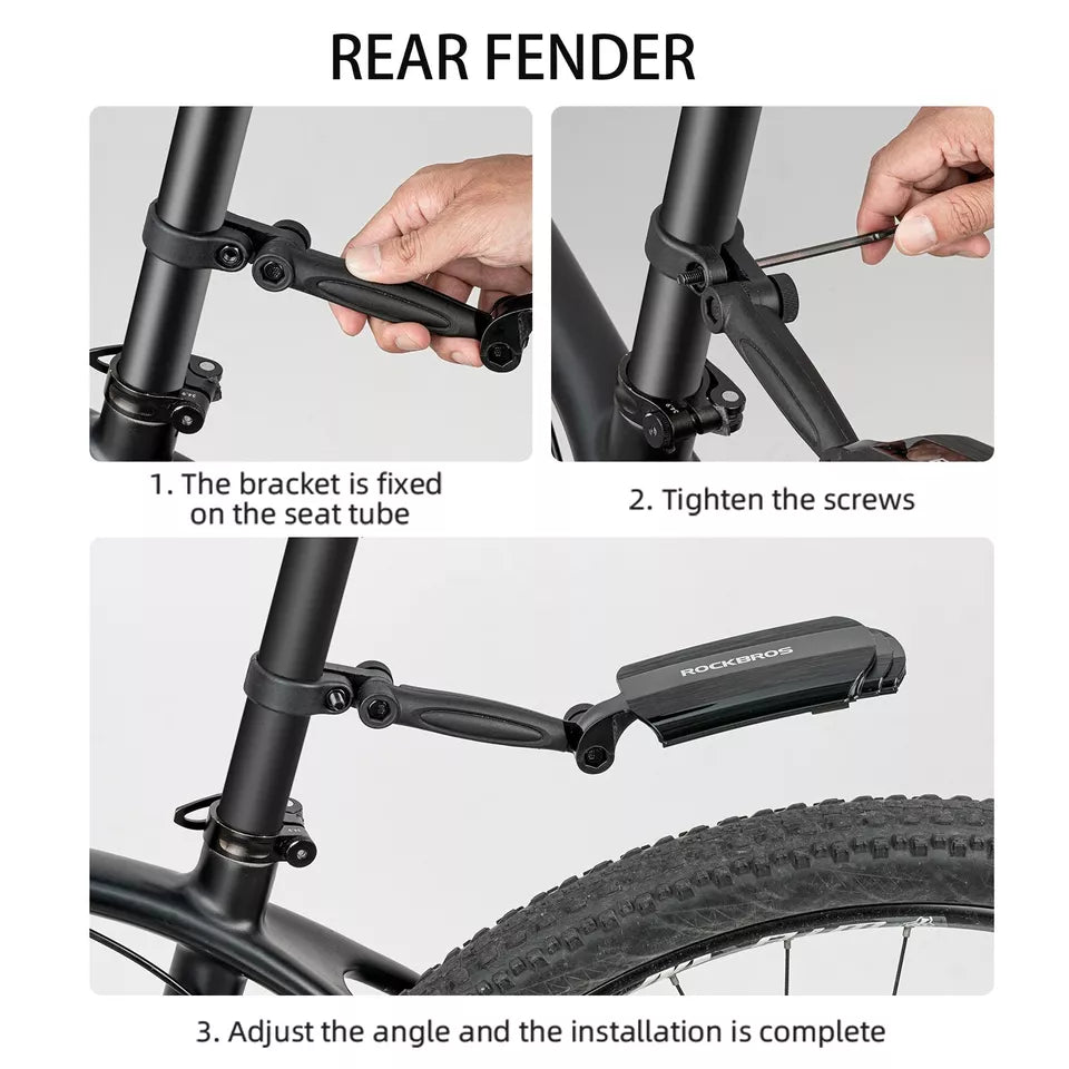 Set apărători de noroi pentru bicicletă ROCKBROS față + spate pentru 24-29 inch, retractabil și reglabil