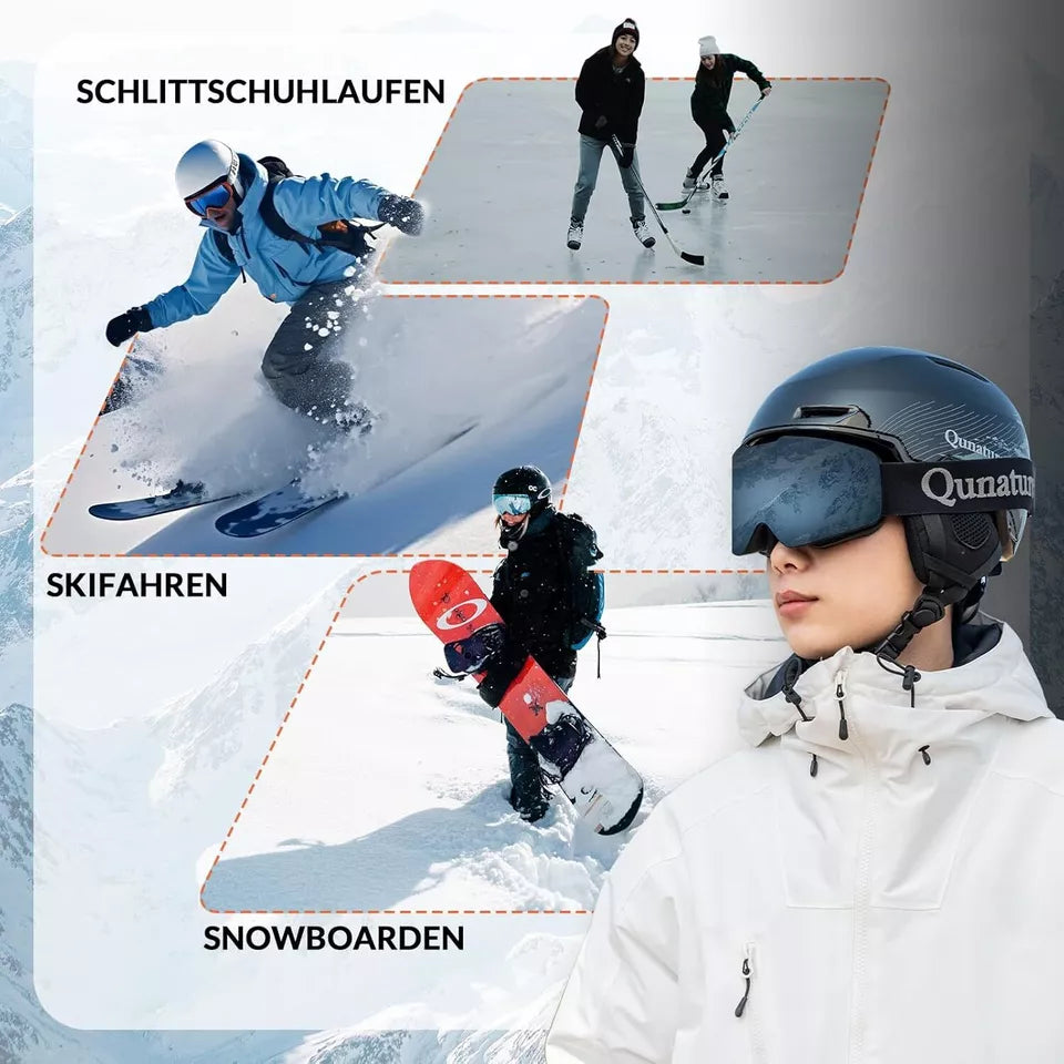 Cască de snowboard/schi Qunature cu căști pentru urechi Cască de snowboard pentru femei și bărbați 54-61 cm
