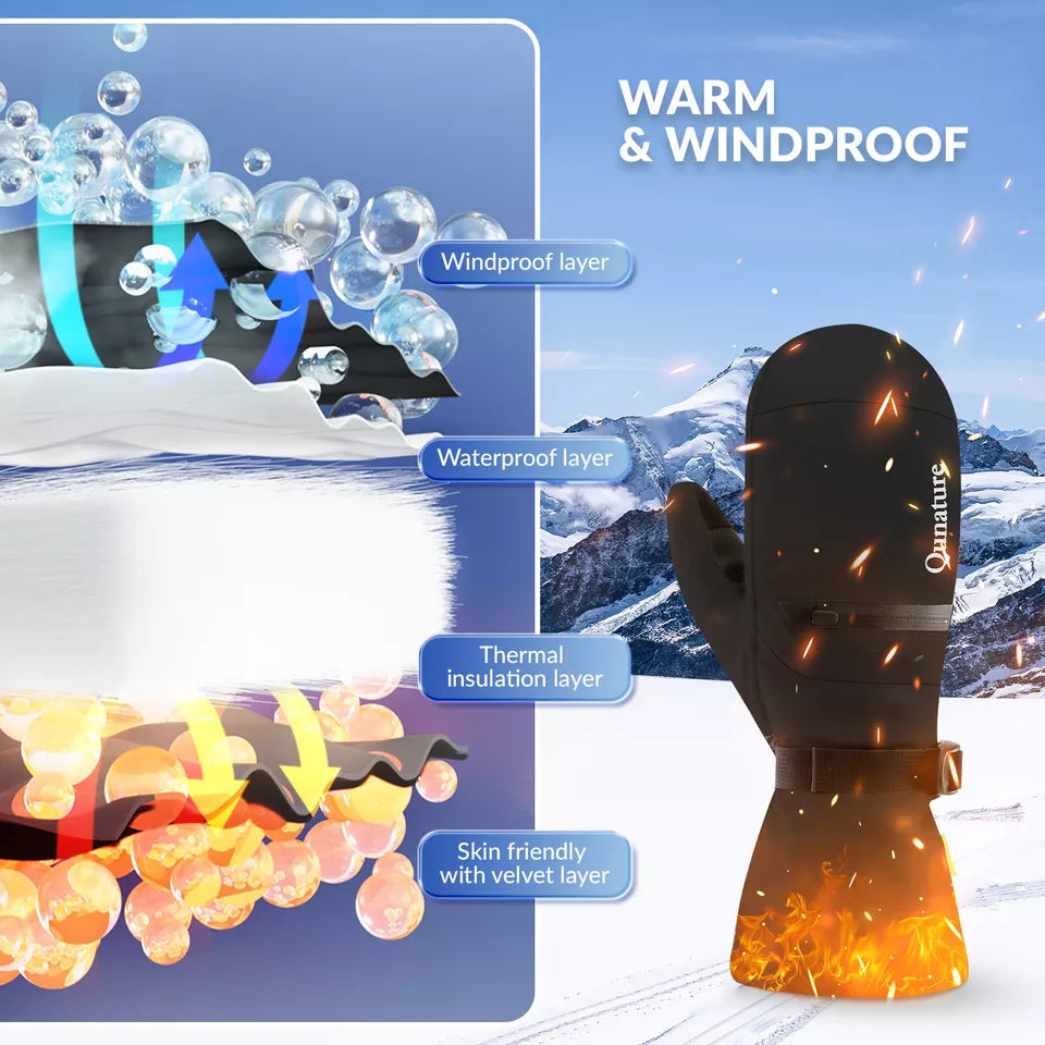 Mănuși de schi Qunature Warm Mănuși de snowboard impermeabile XS-XL Femei/Bărbați