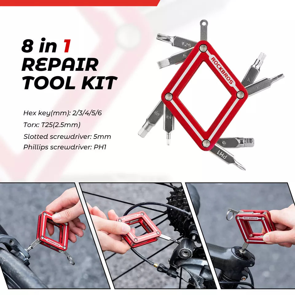 Instrument multifuncțional pentru biciclete ROCKBROS 8 în 1 reparare sculă pliabilă reparație