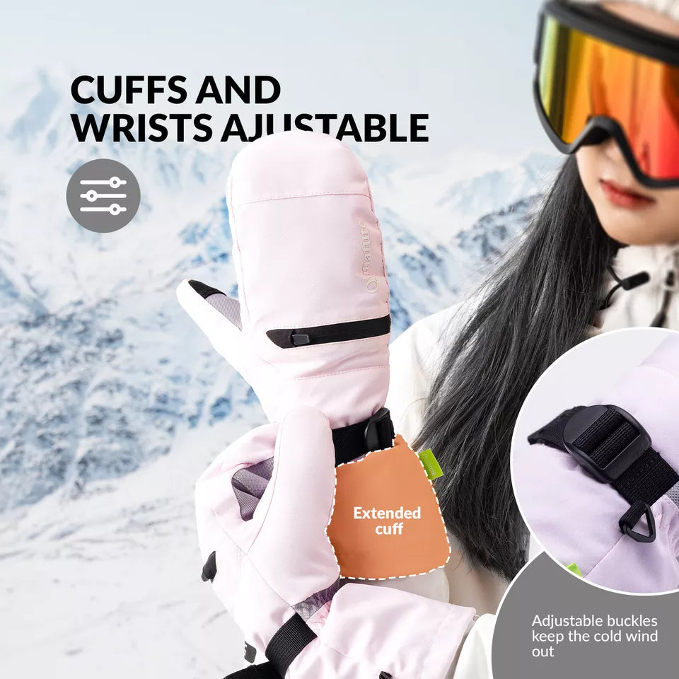 Mănuși de schi Qunature Warm Mănuși de snowboard impermeabile XS-XL Femei/Bărbați