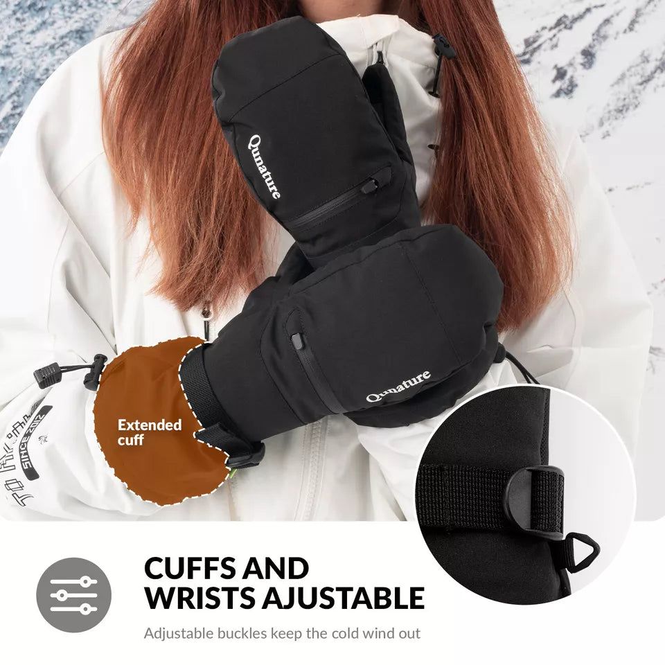 Mănuși de schi Qunature Warm Mănuși de snowboard impermeabile XS-XL Femei/Bărbați