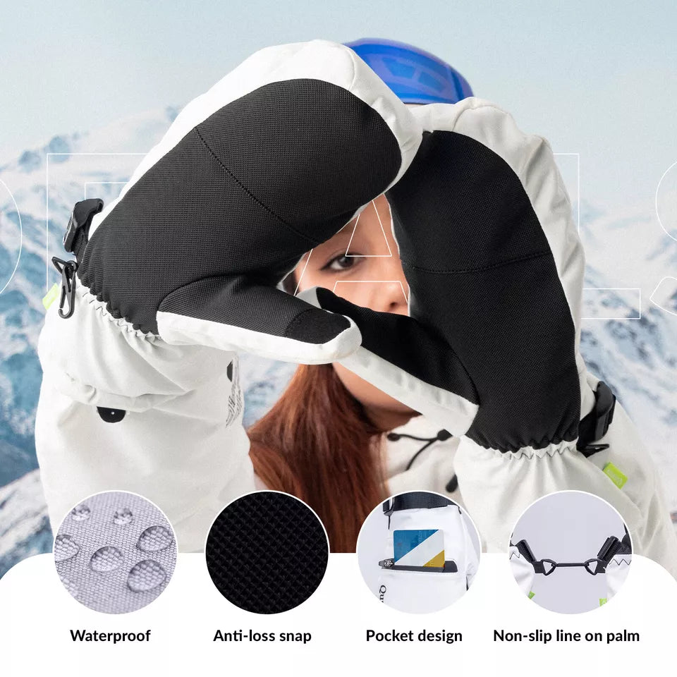 Mănuși de schi Qunature Warm Mănuși de snowboard impermeabile XS-XL Femei/Bărbați