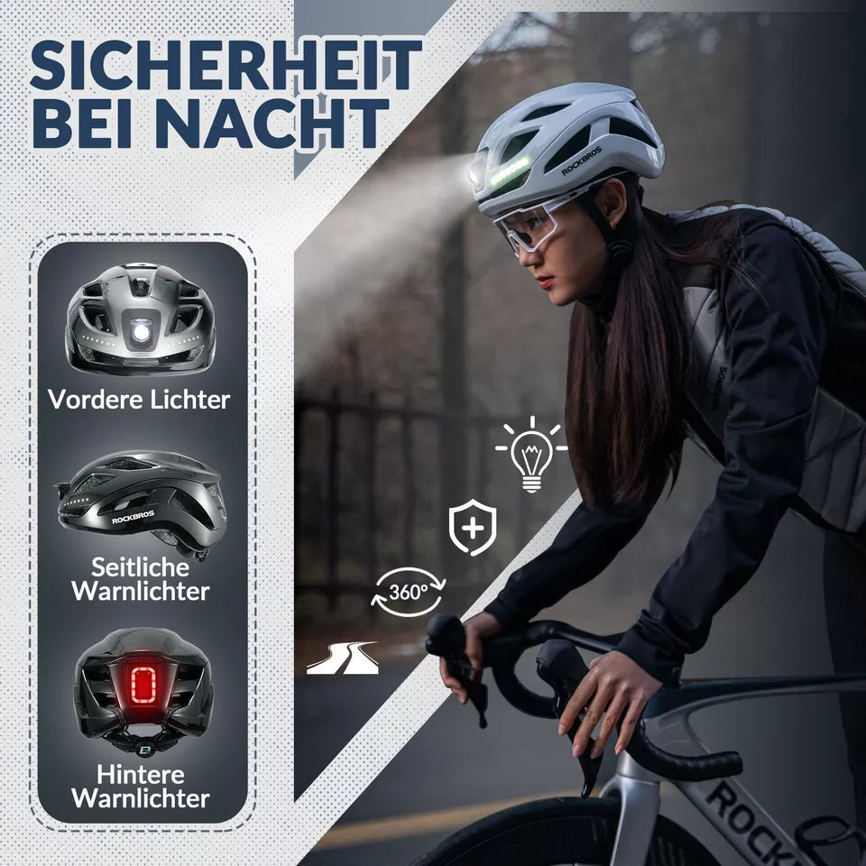 Casca de bicicleta ROCKBROS Casca de bicicleta cu avertizare de siguranta casca de protectie 57-61 cm