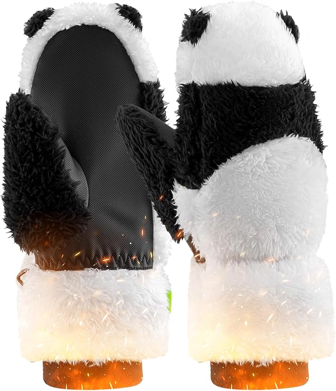 Mănuși de schi Qunature Mănuși de design Panda pentru copii cu vârste între 4-12 Mănuși termice și rezistente la vânt, ideale pentru activități de iarnă, cum ar fi schi, snowboard, patinaj pe gheață