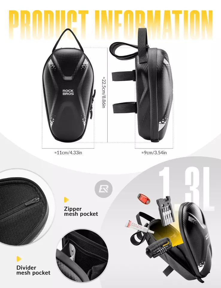 Geantă pentru trotinete electrice ROCKBROS, hidrofugă, 1,3 L, pentru ghidon Buzunar frontal PU