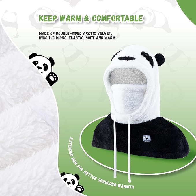Masca de schi cu balaclava de iarna Qunature pentru copii si parinti masti integrale cu design panda balaclava pentru activitati in aer liber de toamna si iarna, cum ar fi schi, motociclism, ciclism