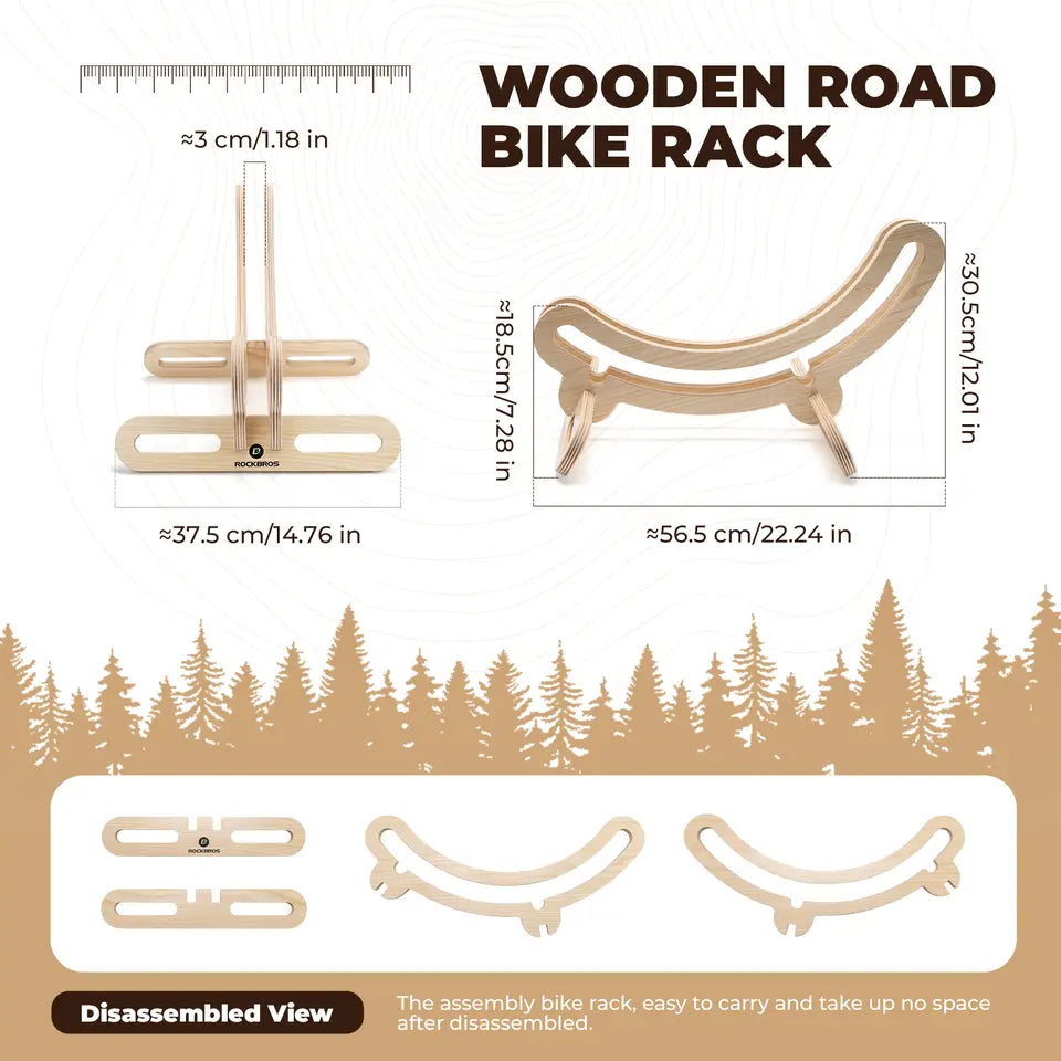 Suport de biciclete ROCKBROS Suport central din lemn 30mm pentru biciclete 23C-30C 700C