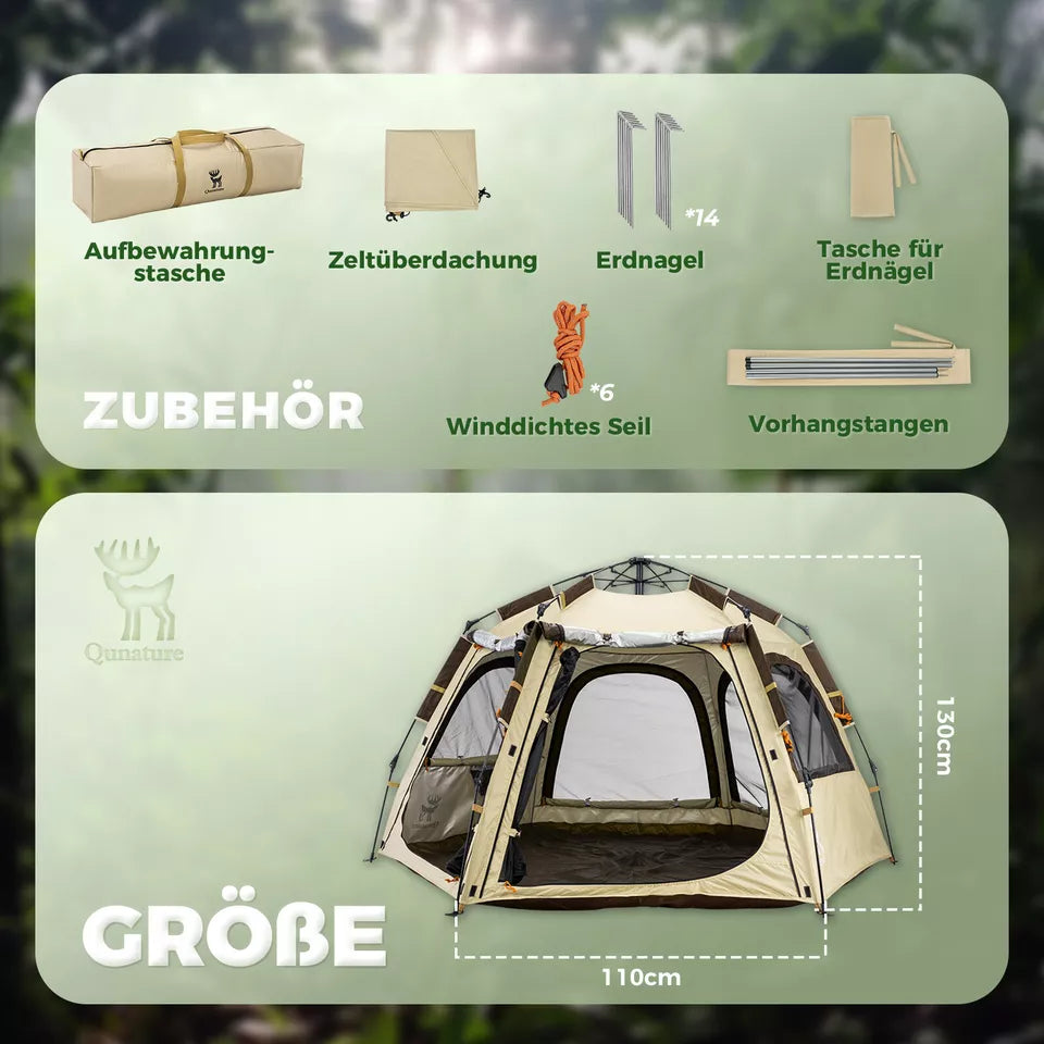 Cort de camping Qunature Cort Pop-Up pentru 2-4 persoane Cort cupolă Cort de camping rezistent la apă