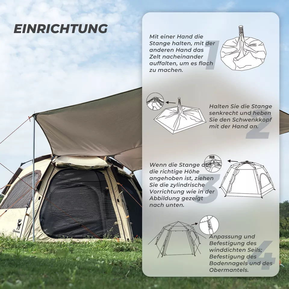Cort de camping Qunature Cort Pop-Up pentru 2-4 persoane Cort cupolă Cort de camping rezistent la apă