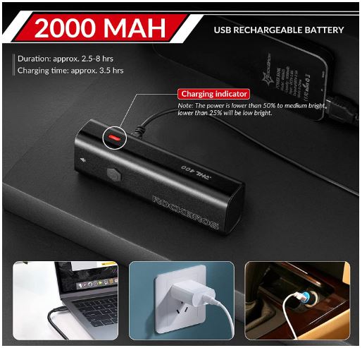 ROCKBROS Lumină frontală cu LED pentru bicicletă, reîncărcabilă prin USB, 400 lumeni, impermeabilă, IPX6, cu 4 moduri fixe și intermitente pentru bicicleta de munte și bicicleta de drum