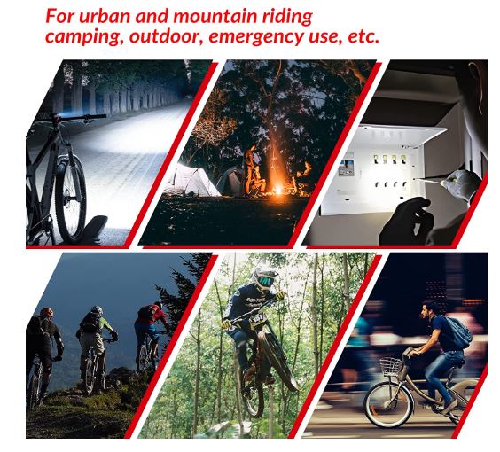 ROCKBROS Lumină frontală cu LED pentru bicicletă, reîncărcabilă prin USB, 400 lumeni, impermeabilă, IPX6, cu 4 moduri fixe și intermitente pentru bicicleta de munte și bicicleta de drum