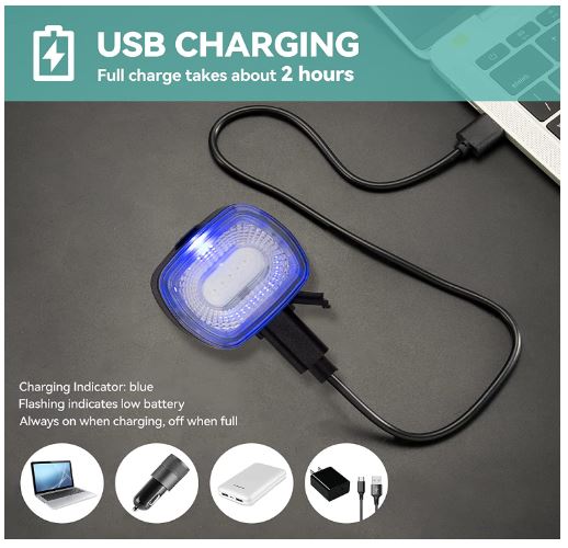 ROCKBROS Lampă spată pentru bicicletă LED, impermeabilă IPX6, reîncărcabilă prin USB, lumină de frână inteligentă Lumină roșie strălucitoare cu 5 moduri fixe și intermitent