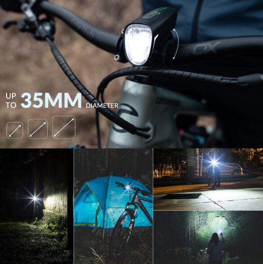 Set de lumini pentru biciclete ROCKBROS 200M iluminare StVZO lampa spate LED IPX5 pentru biciclete