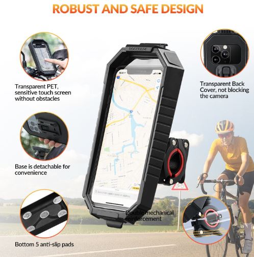 Suport ROCKBROS Suport telefon mobil bicicleta motocicleta universal 360° rezistent la apa