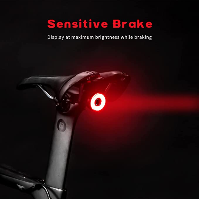 ROCKBROS Lumină spată inteligentă reîncărcabilă pentru bicicletă 60 lumeni 4 moduri IP65 rezistentă la apă cu pornire automată
