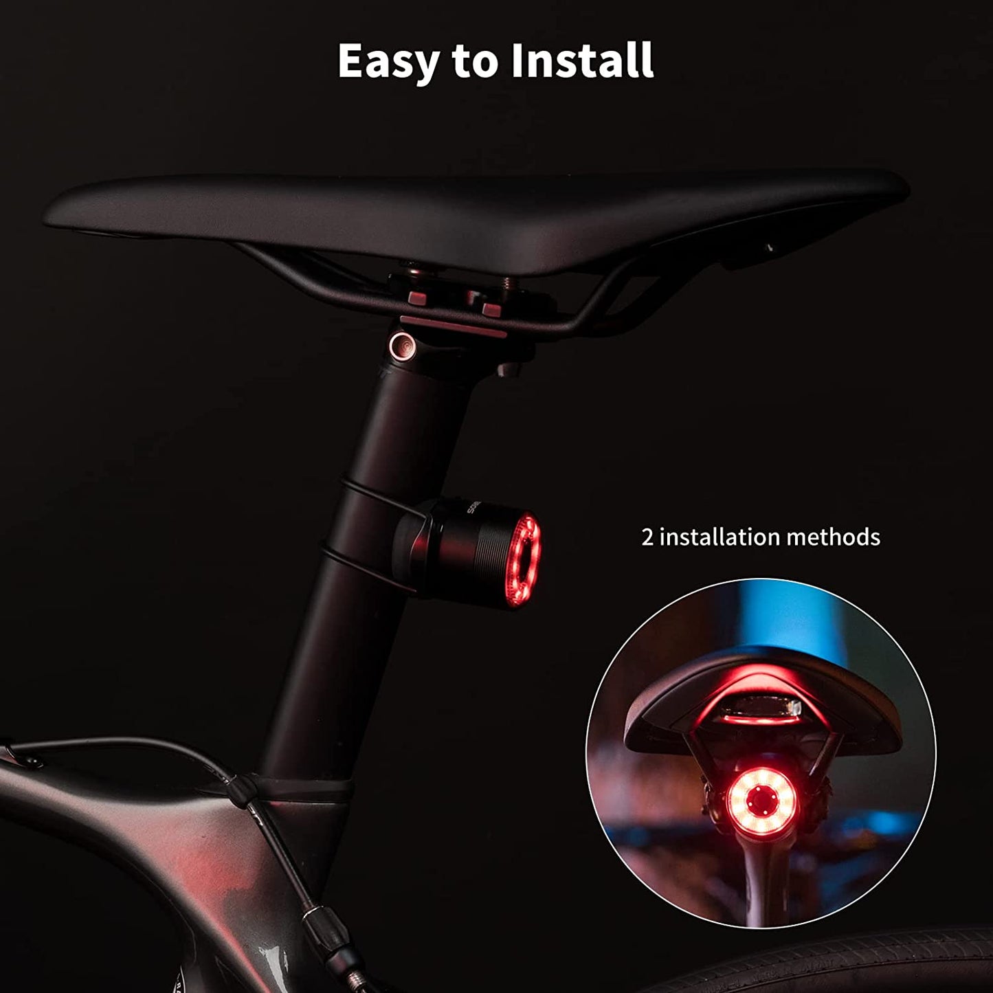 ROCKBROS Lampă spate inteligentă reîncărcabilă pentru bicicletă 4 moduri IPX6 Rezistent la apă