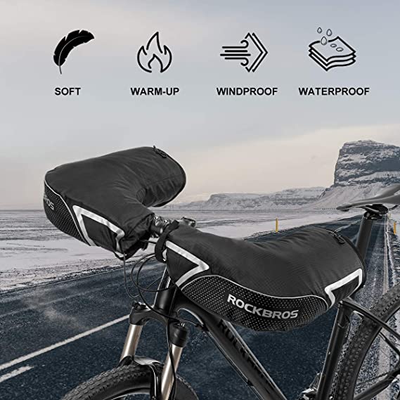 ROCKBROS manșete de ghidon mănuși de ghidon pentru bicicletă motociclete scuter căptușit rezistent la vânt și hidrofug reflectorizant