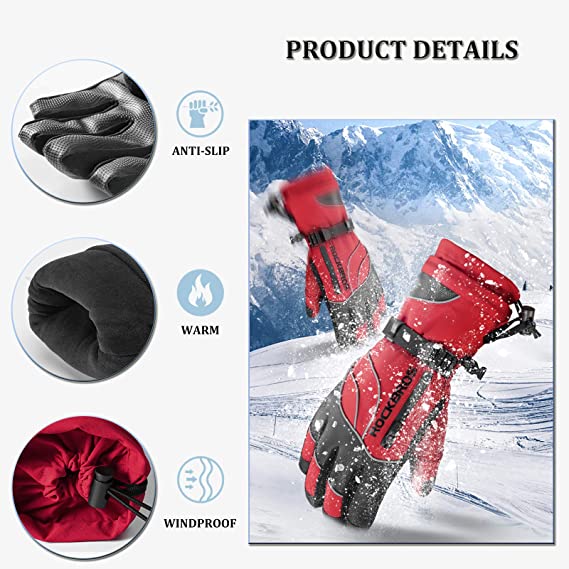 ROCKBROS manusi de iarna manusi de schi femei barbati calduroase rezistente la vant pentru ski snowboard -20 grade